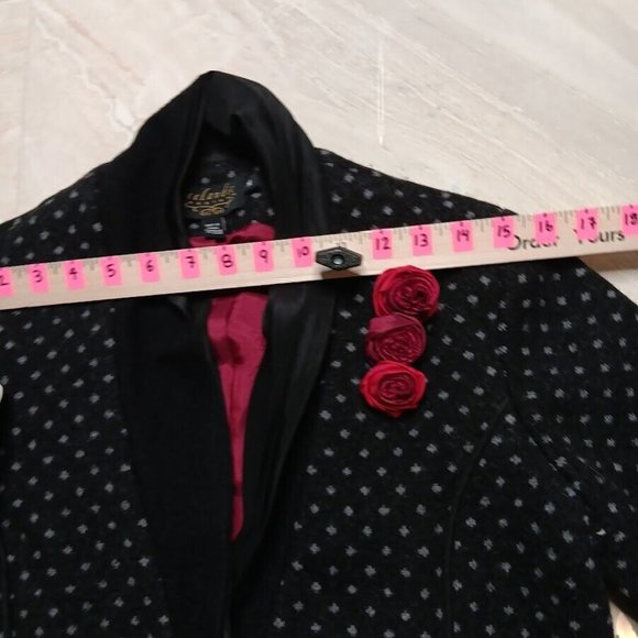 Icelandic design Wool Cardigan MEDIUM Gray Sweater Silk Neck Polka-dot jacket - Picture 13 of 16